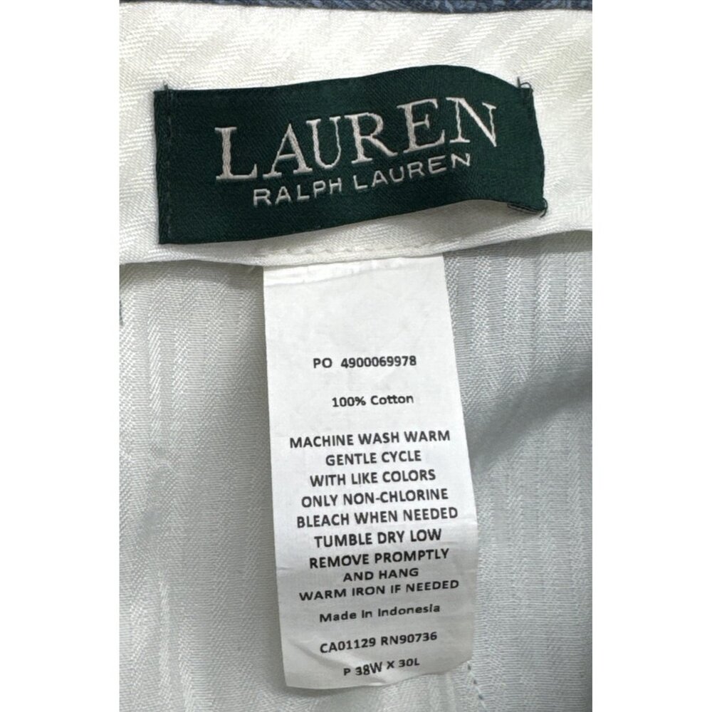 Lauren Ralph Lauren Pants Mens 38x30 Blue Chino Flat Front Straight Khakis NEW - Picture 3 of 5